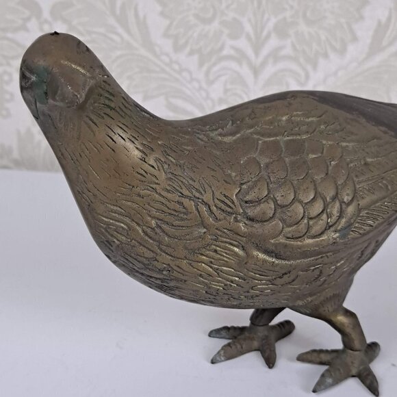 Brass Pheasant Bird Free Standing Carved Detail Vintage MCM Figurine - Picture 2 of 14